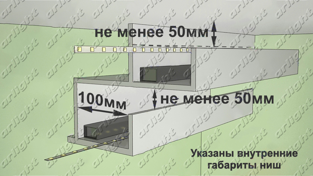 Светодиодная подсветка многоуровневого гипсокартонного карниза. Вариант 2