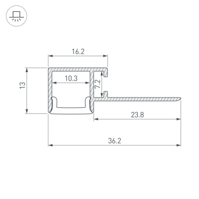 Профиль FANTOM-BENT-W12-TOP-EDGE-2000 ANOD (Arlight, Алюминий)