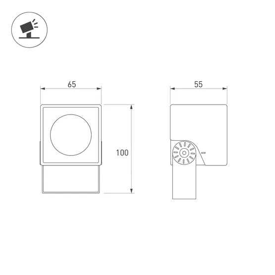Фото #4 товара Светильник ALT-BLOCK-S65x65-5W Warm3000 (GR, 3 deg, 230V) (Arlight, IP66 Металл, 3 года)