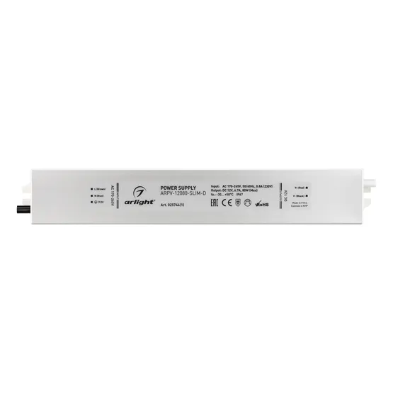 Фото #2 товара Блок питания ARPV-12080-SLIM-D (12V, 6.7A, 80W) (Arlight, IP67 Металл, 3 года)