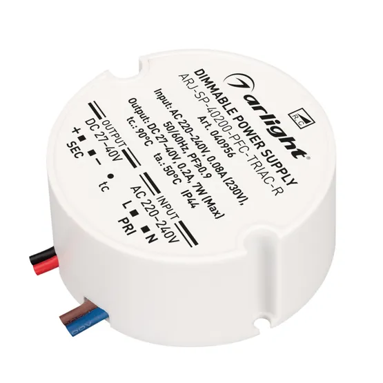 Фото #1 товара Блок питания ARJ-SP-40200-PFC-TRIAC-R (7W, 27-40V, 200mA) (Arlight, IP44 Пластик, 5 лет)