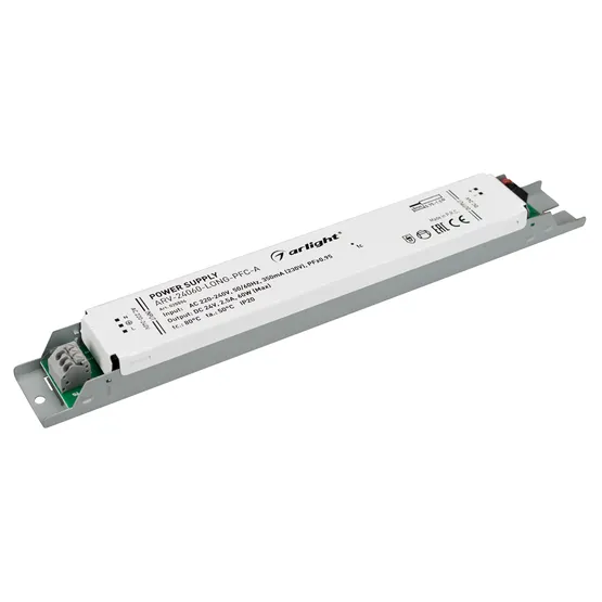 Фото товара Блок питания ARV-24060-LONG-PFC-A (24V, 2.5A, 60W) (Arlight, IP20 Металл, 5 лет)