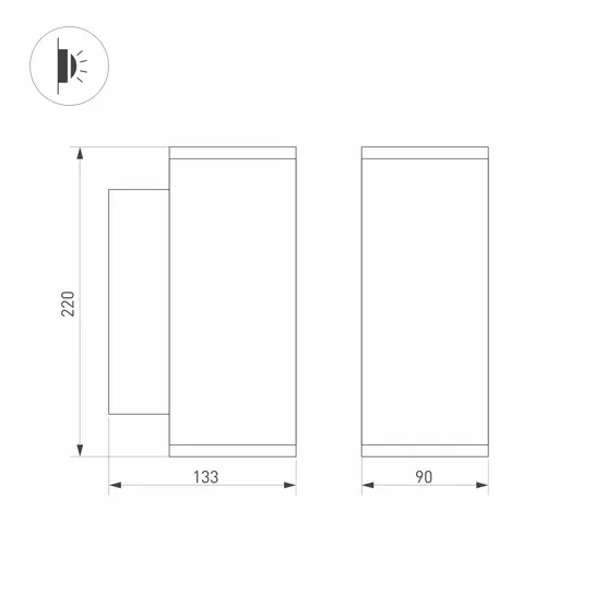 Фото #5 товара Светильник LGD-FORMA-WALL-TWIN-R90-2x12W Warm3000 (GR, 44 deg, 230V) (Arlight, IP54 Металл, 3 года)