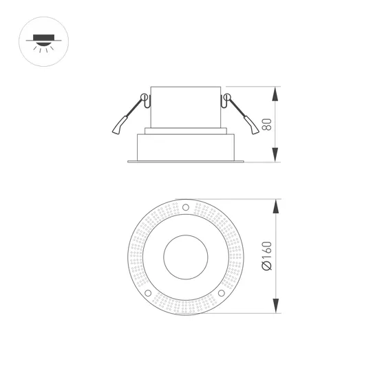 Фото #2 товара Корпус PLURIO-BASE-BUILT-TRIMLESS-R160 (BK, 1-2, 200mA) (Arlight, IP20 Металл, 3 года)