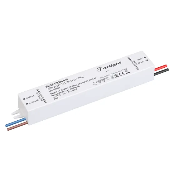 Фото товара Блок питания ARPV-SP-24100-SLIM-PFC (24V, 4A, 96W) (Arlight, IP65 Пластик, 5 лет)