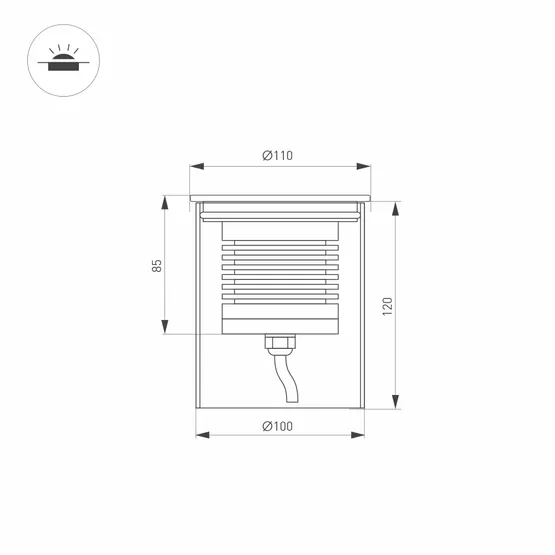 Фото #3 товара Светильник LTD-GROUND-R110-15W Warm3000 (SL, 20 deg, 230V) (Arlight, IP67 Металл, 3 года)