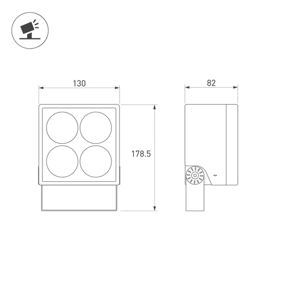 Фото #4 товара Светильник ALT-BLOCK-S130x130-15W Warm3000 (GR, 36 deg, 230V) (Arlight, IP66 Металл, 3 года)
