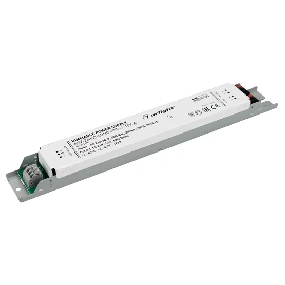 Фото #1 товара Блок питания ARV-24060-LONG-PFC-1-10V-A (24V, 2.5A, 60W) (Arlight, IP20 Металл, 5 лет)