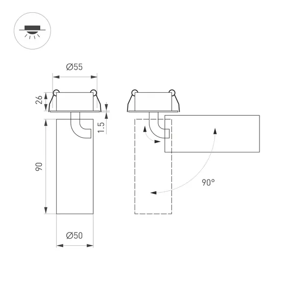 Фото #3 товара Светильник SP-GABI-BUILT-FLAP-R50-9W Warm3000 (WH, 36 deg, 230V) (Arlight, IP40 Металл, 5 лет)