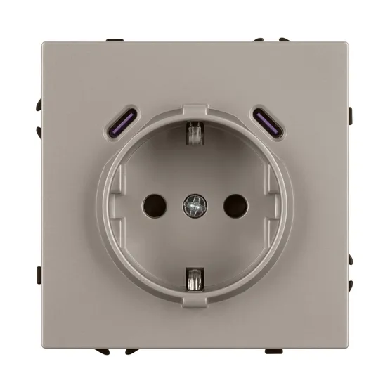Фото #4 товара ARL NOBE Розетка зк со шторками с USB тип C+С софт-тач кашемир SCT-MUCC-SFPL-CA (250V, 16A) (Arlight, -)