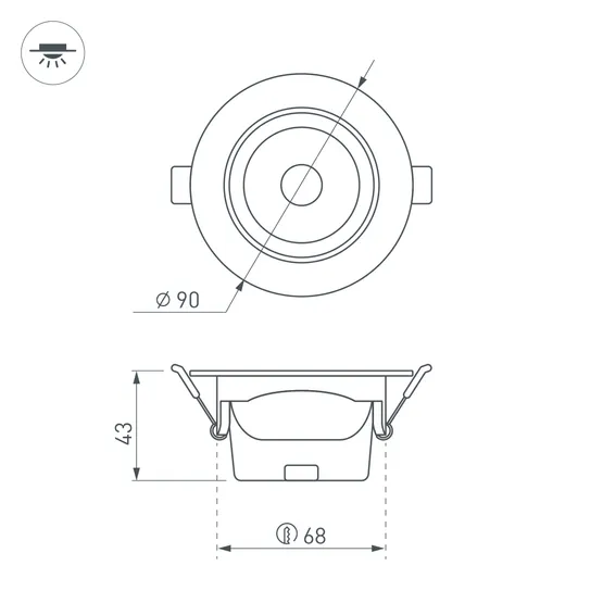 Фото #6 товара Светильник LTD-POLAR-TURN-R90-7W Day4000 (WH, 36 deg, 230V) (Arlight, IP20 Пластик, 3 года)