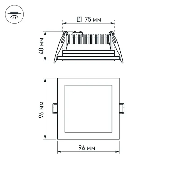 Фото #5 товара Светодиодная панель LT-S96x96WH 6W Warm White 120deg (Arlight, IP40 Металл, 3 года)