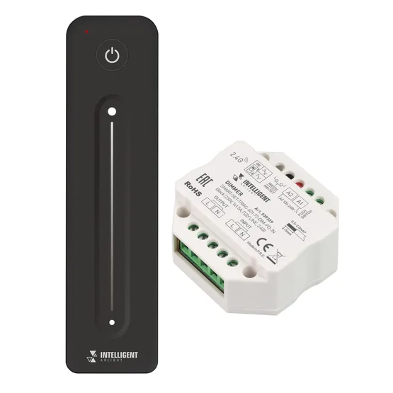 Фото #1 товара INTELLIGENT ARLIGHT Диммер SMART-SET-TRIAC-601-72-DIM-PD-IN Black (230V, 1x1.5A, ПДУ LINE, 2.4G) (IARL, IP20 Пластик, 5 лет)