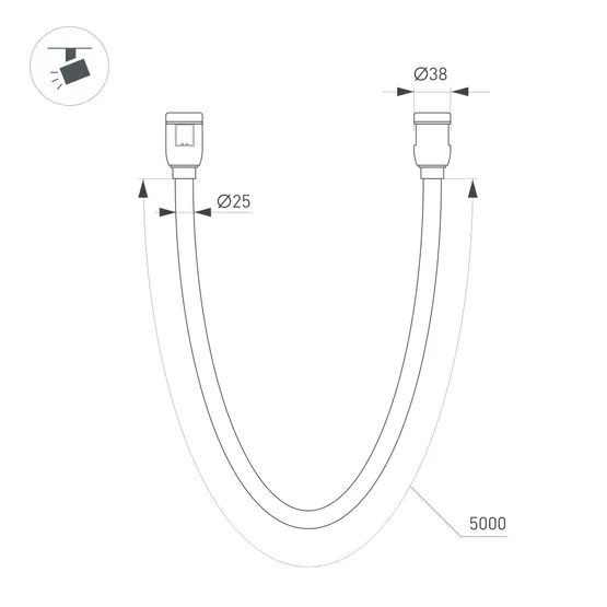 Фото #6 товара Светильник ART-APRIORI-TUBE-ELASTIC-R38-L5000-60W Day4000 (GD, 360 deg, 48V) (Arlight, IP20 Металл,  (Arlight, IP20 Металл, 3 года)
