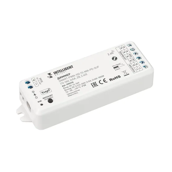 Фото товара INTELLIGENT ARLIGHT Диммер SMART-PWM-102-72-MIX-PD-SUF (12-36V, 2x5A, ZB, 2.4G) (IARL, Контроллер)