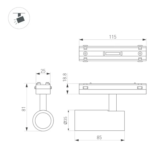 Фото #3 товара Светильник MAG-VIBE-SPOT-R35-8W Warm3000 (BK, 24 deg, 48V) (Arlight, IP20 Металл, 5 лет)