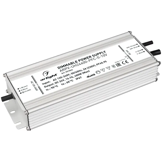 Фото #1 товара Блок питания ARPV-UH24400-PFC-0-10V (24V, 16.7A, 400W) (Arlight, IP67 Металл, 7 лет)