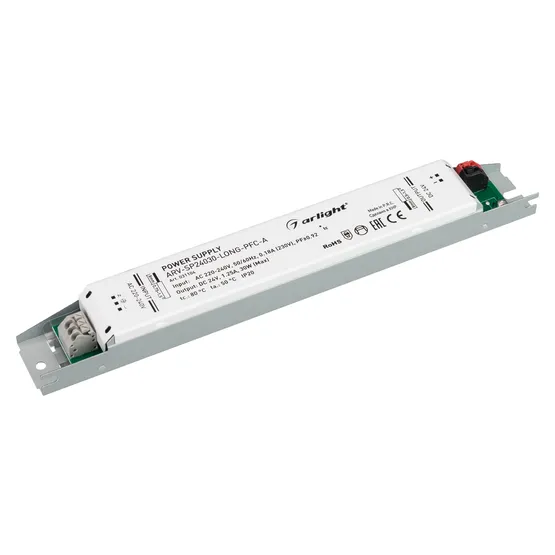 Фото #1 товара Блок питания ARV-SP24030-LONG-PFC-A (24V, 1.25A, 30W) (Arlight, IP20 Металл, 5 лет)