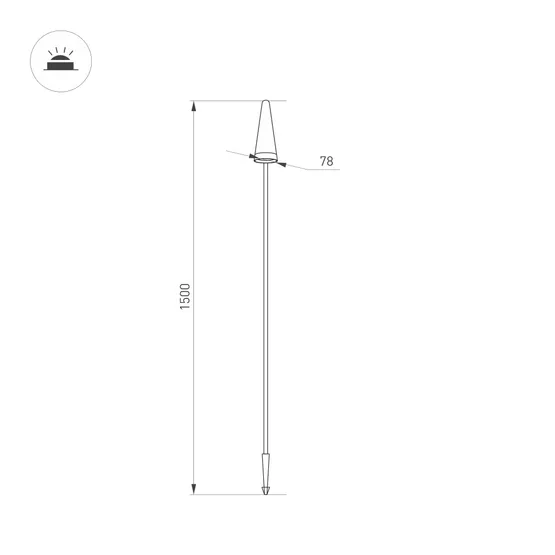 Фото #2 товара Светильник LGD-CONO-BOLL-H1500-7W Warm3000 (DG, 36 deg, 230V) (Arlight, IP65 Металл, 3 года)