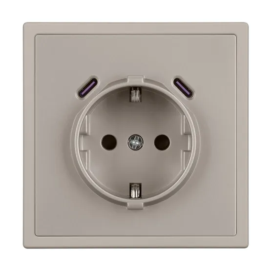 Фото #2 товара ARL NOBE Розетка зк со шторками с USB тип C+С софт-тач кашемир SCT-MUCC-SFPL-CA (250V, 16A) (Arlight, -)