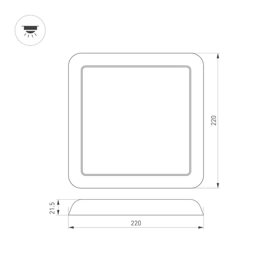 Фото #3 товара Светильник CL-FIOKK-S220x220-18W Day4000-MIX (WH, 120 deg, 230V) (Arlight, IP44 Пластик, 3 года)