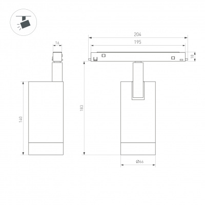 Светильник MAG-ORIENT-SPOT-R65-20W Day4000 (BK, 24 deg, 48V, DALI) (Arlight, IP20 Металл, 5 лет)